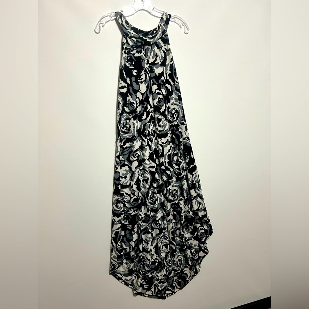Grey floral maxi dress with a halter top, size large